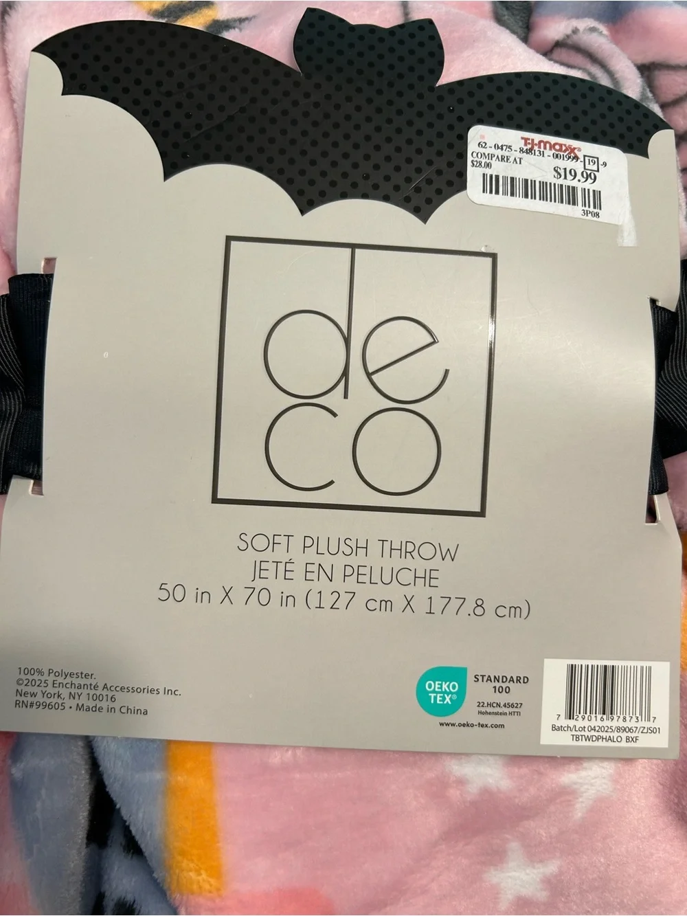 Deco Soft Plush Halloween Throw - Pink Ghost & Pumpkin Print 50x70 inches